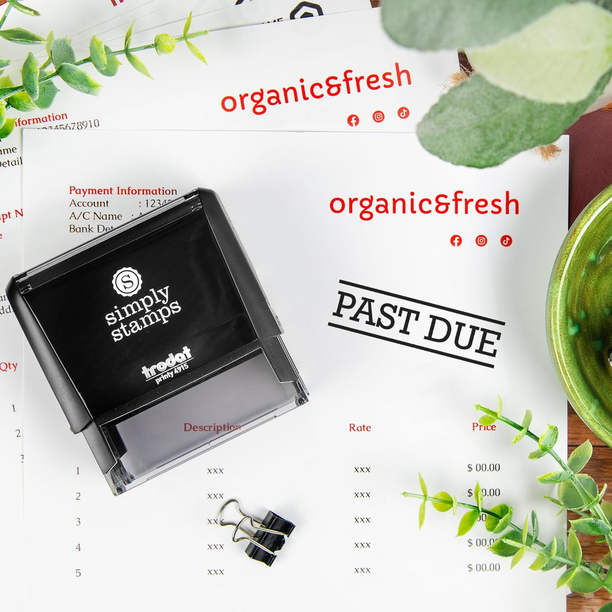 Past Due Office Stamp | 4 Different Sizes | 20 Designs | Multiple Color Options | Perfect for Quick Validation of Office Documents (Past Due, Xtra Wide)