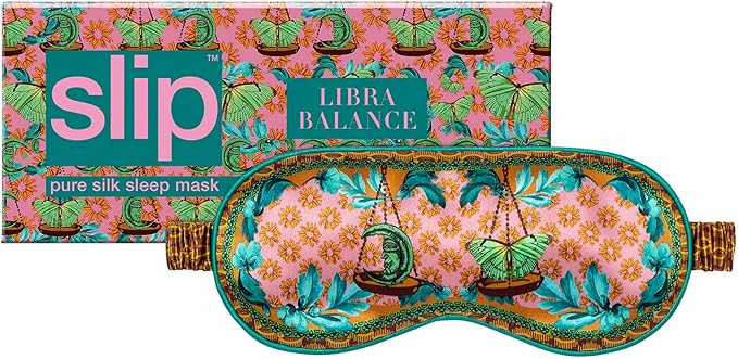 slip Pure Silk Sleep Mask - 100% Pure 22 Momme Mulberry Silk Eye Mask - Comfortable Sleeping Mask with Elastic Band + Pure Silk Filler and Internal Liner, Zodiac Collection: Libra