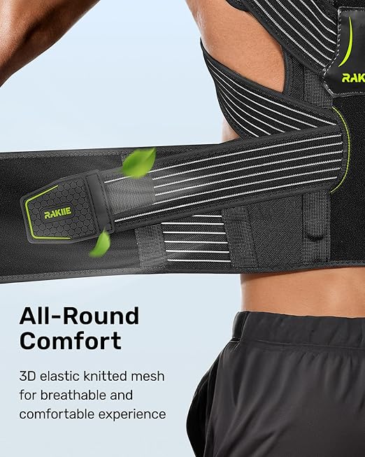 Upright Posture Corrector, Comfortable Lumbar Support Belt with 3D Elastic Kintted Mesh, Upper and Lower Back Pain Relief, Easy to Put on & Take off, Yellow Size L (Upper Waist: 41.3"-47.2")