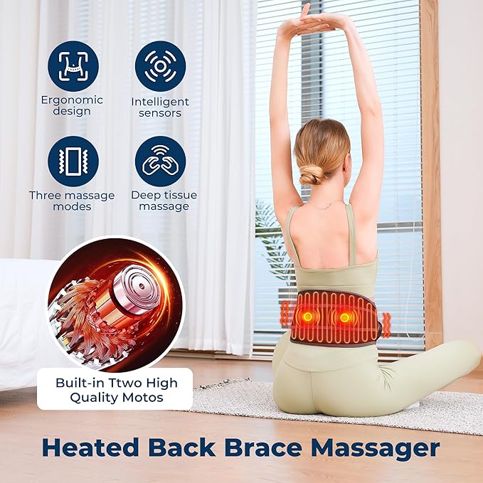 Heating Pad for Back HOMRELEXA Cordless Lower Back Massager with Heat, Birthday Gifts for Dad Men Women Mom, 3 Heating Levels & 3 Massage Mode