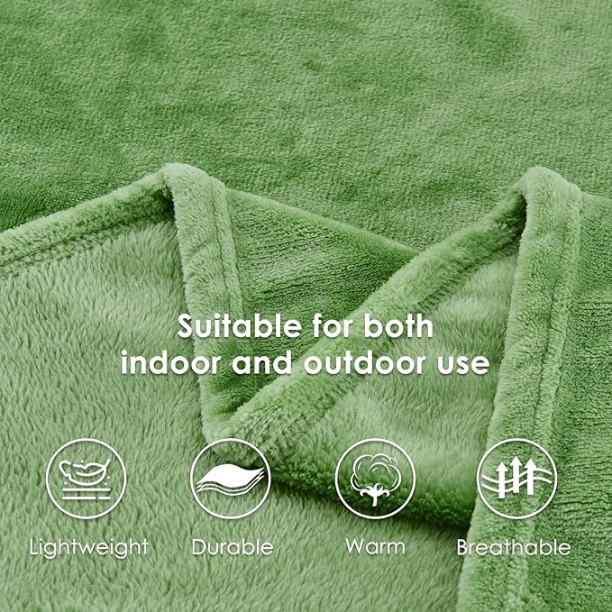 SOCHOW Flannel Fleece Blanket Throw Size, All Season Super Soft Cozy Blanket for Bed or Couch, Sage Green, 50x60 inches