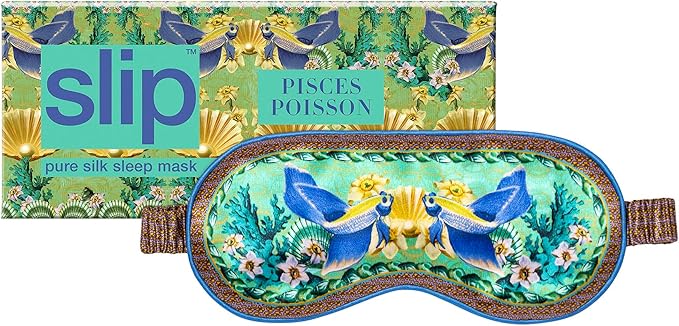 slip Pure Silk Sleep Mask - 100% Pure 22 Momme Mulberry Silk Eye Mask - Comfortable Sleeping Mask with Elastic Band + Pure Silk Filler and Internal Liner, Zodiac Collection: Pisces