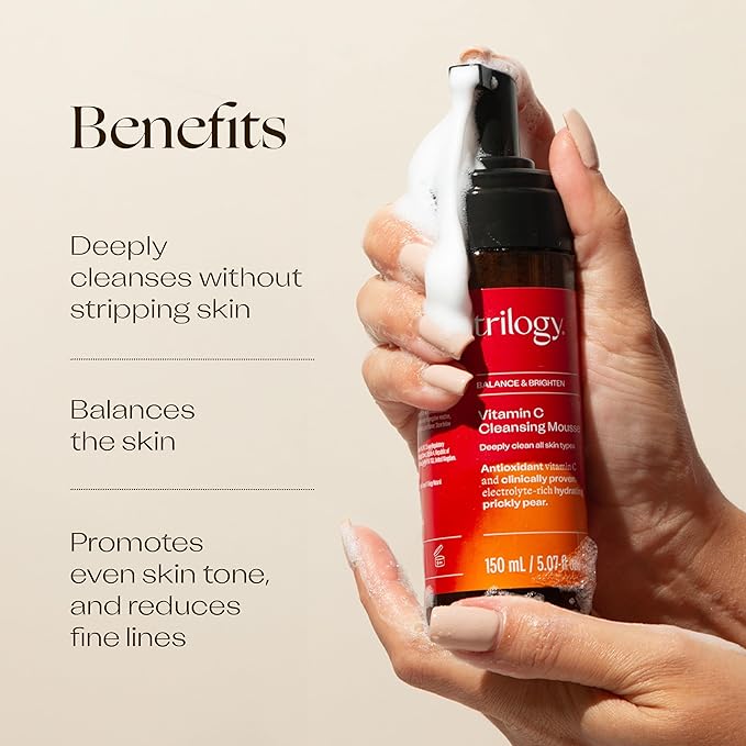 Trilogy Vitamin C Cleansing Mousse, Antioxidant Balancing Facial Cleanser, 150mL