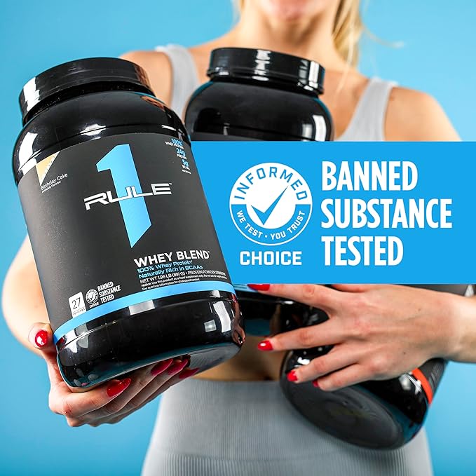 Rule One Proteins, R1 Whey Blend- Frozen Banana, 24g Fast-Acting Whey Protein Concentrates, Isolates, and Hydrolysates Per Serving, with Naturally Occurring EAAs and BCAAs, 5lbs