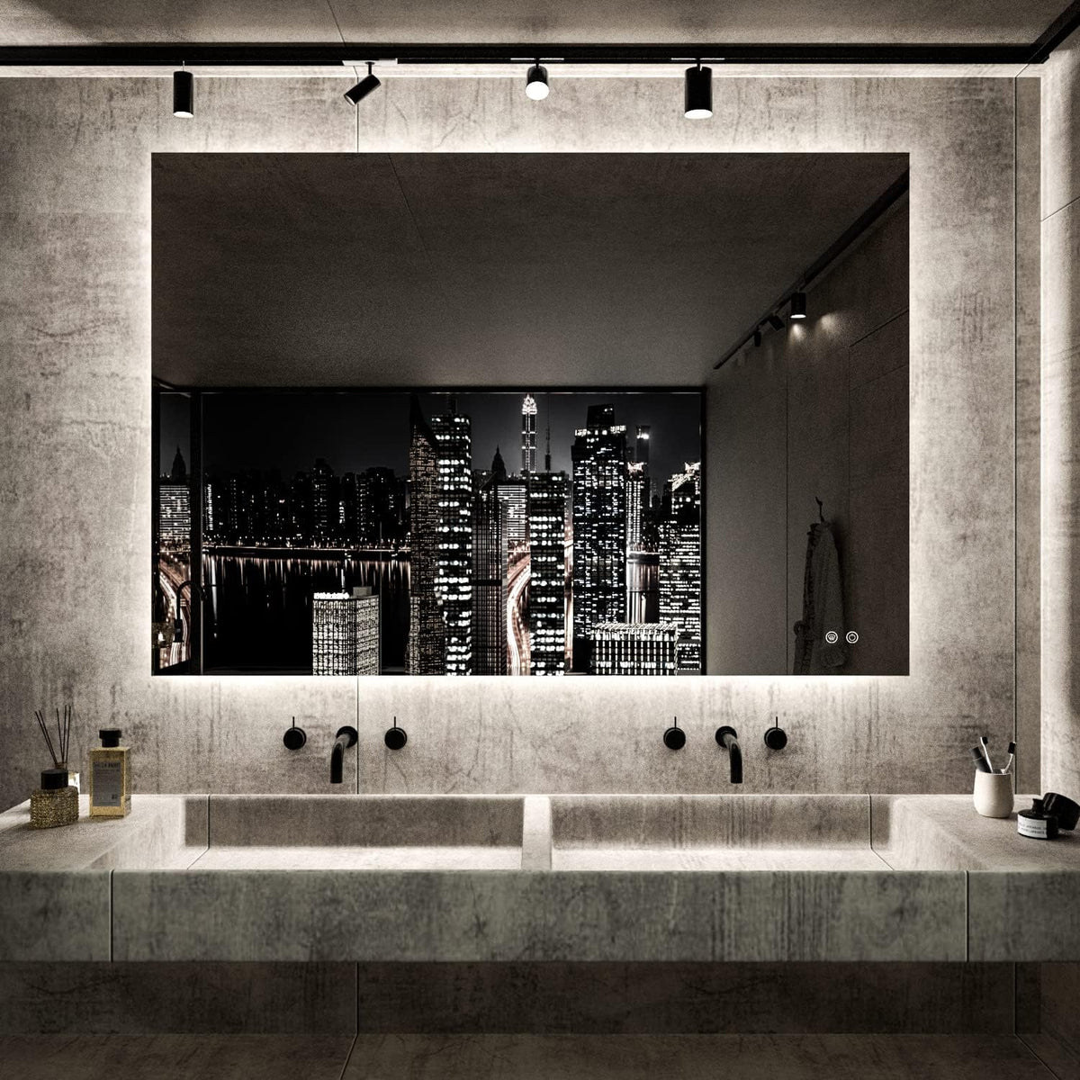 TETOTE 40 x 32 Inch LED Backlit Bathroom Vanity Mirror,Anti-Fog,Dimmable,CRI90+,Touch Button,Water Proof,Horizontal/Vertical Wall Mounted with Light