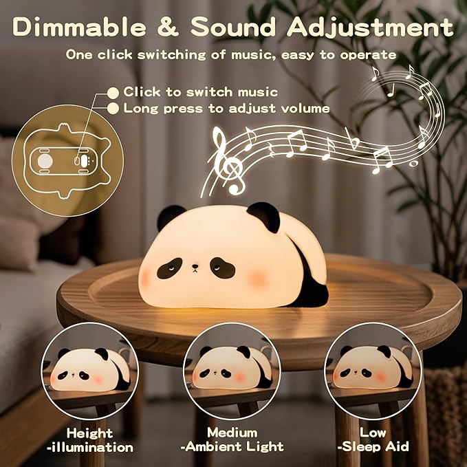 Panda Night Light with White Noise, Sound Machine for Baby Sleeping Aid ,Toddler Sleep Trainer 4 Soothing Sleep Sounds,Timer/Dimmable Nursery Silicone Night Light, Cute Panda Gifts for Kids Boys/Girls