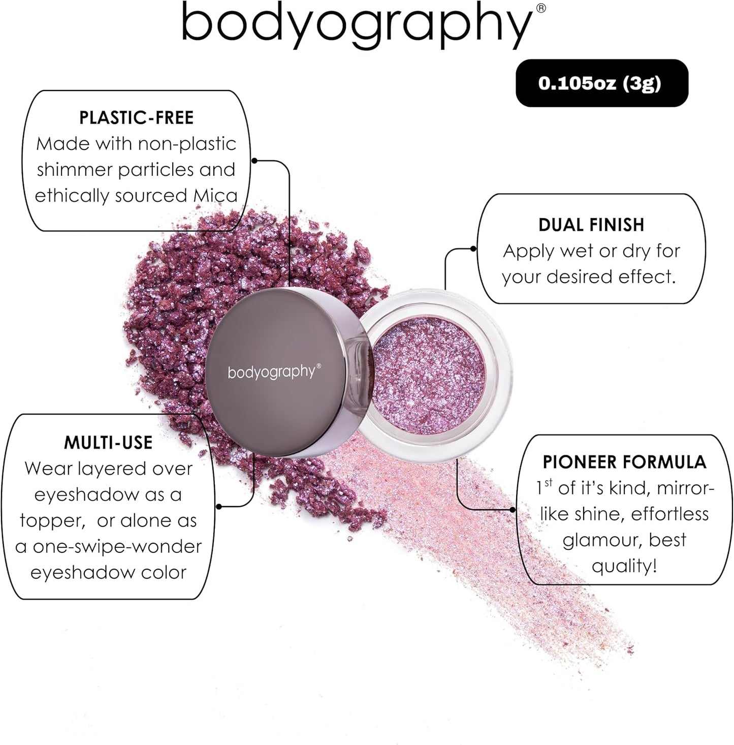 Bodyography Glitter Pigment - Stratus Champagne Pink for Women - 0.105 oz Eye Shadow