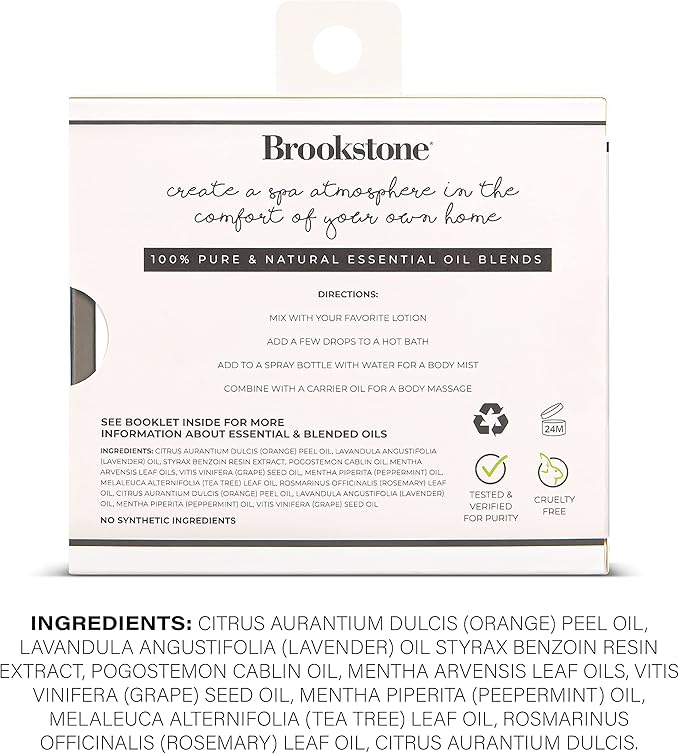 Brookstone Essential Oil Blends Sleep Collection | Organic Essential Oil Set for Aromatherapy Diffuser, Massage Oil and Candle Scents | 3-Pack 10ml Bottles