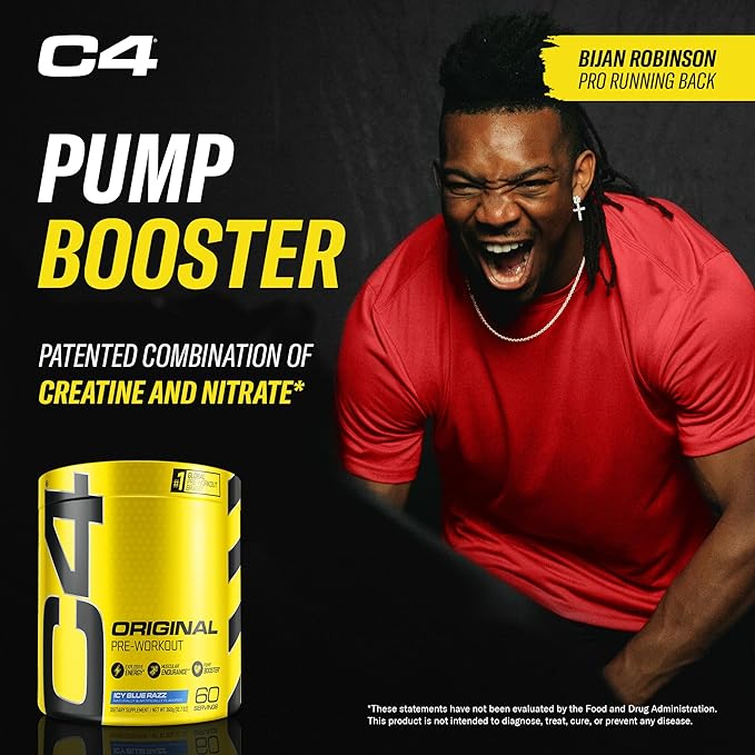 Cellucor C4 Original Pre Workout Powder ICY Blue Razz - Vitamin C for Immune Support - Sugar Free Preworkout Energy for Men & Women - 150mg Caffeine Plus Beta Alanine Plus Creatine - 60 Servings