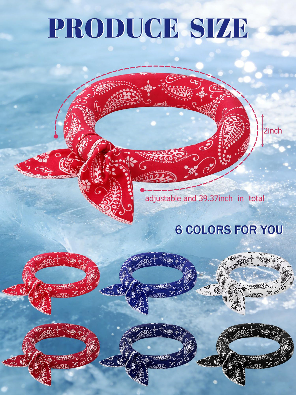Coume 6 Pack Cooling Neck Wraps Neck Cooler Ice Bandanas Scarf for Hot Weather Summer Ultra Running Walking Riding Women Men(Classic Color)