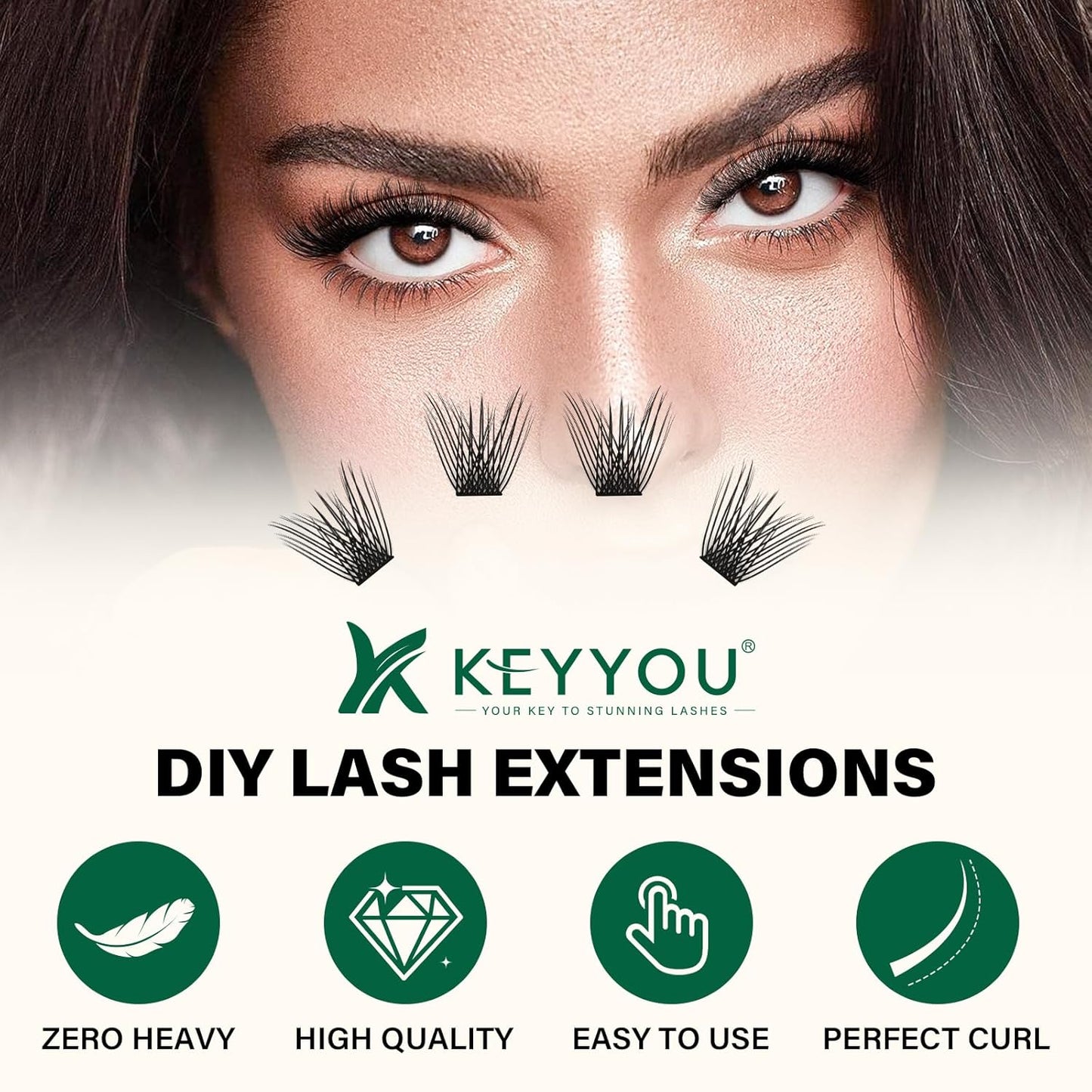 Lash Clusters 144pcs Individual Lashes D Curl 10mm Eyelash Clusters KEYYOU Air Touch Cluster Lashes Super Lightweight Soft Wispy Comfortable Easy DIY at Home(Air04-D-10mm)