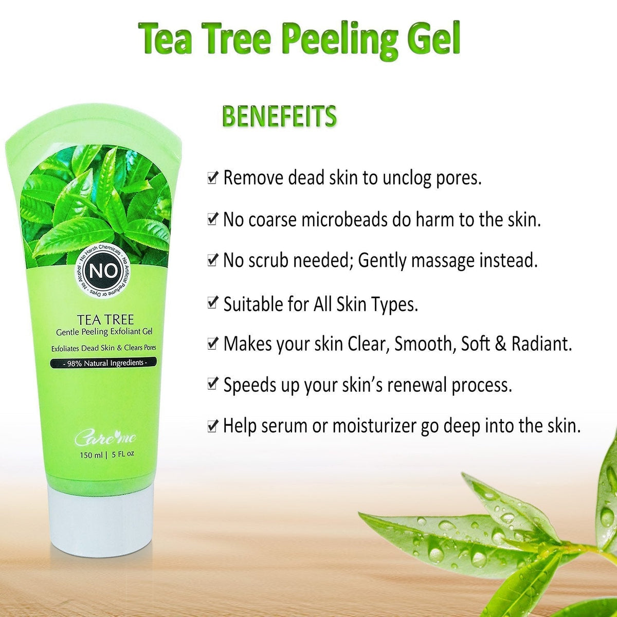 Facial Exfoliating Gel, Non-Scrub Gentle Exfoliantor for Face & Body, Exfoliates, Peels, and Removes Dead Skin Cells, Reveals Glowing, Brighter Skin, 150 ml/5 fl oz