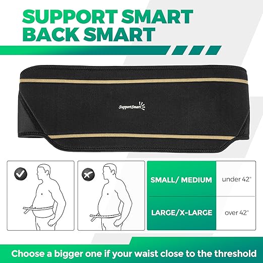 Back Smart Brace for Lower Back Pain Relief - Lightweight Copper Lumbar Brace for Men and Women, Lumber Support Belt with Adjustable Velcro for Sciatica - Large/X-Large, 1 Pack
