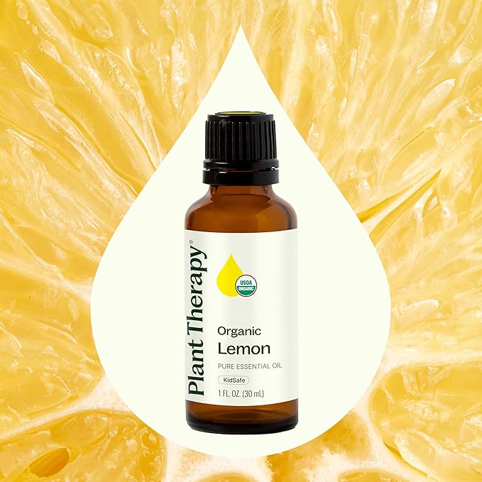 Plant Therapy Organic Lemon Essential Oil 100% Pure, USDA Certified Organic, Undiluted, Natural Aromatherapy, Therapeutic Grade 30 mL (1 oz)