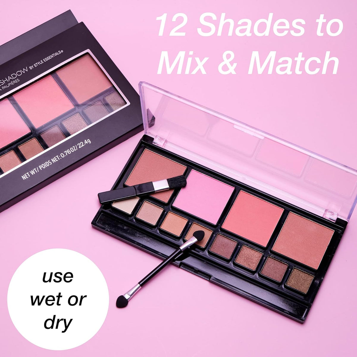 Women's Cosmetics NATURAL BEAUTY Blush and Eyeshadow Palette - 12 Shades Shimmer and Matte Finishes
