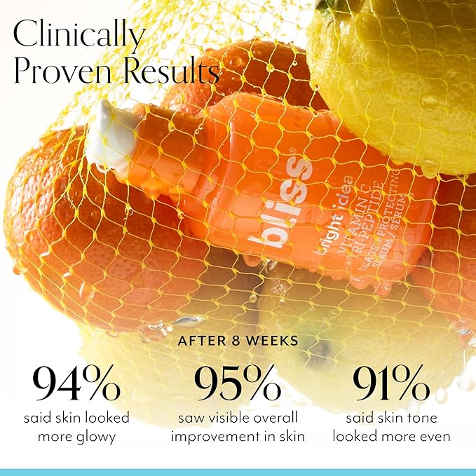 Bliss Vitamin C Bright Idea + Glycolic Acid Renew & Smooth Day and Night Serum Duo | Anti-Aging and Brightening Face Serums Duo for Bright, Smooth & Firm Skin | Vegan, Clean & Cruelty-Free | 2x1 Fl Oz