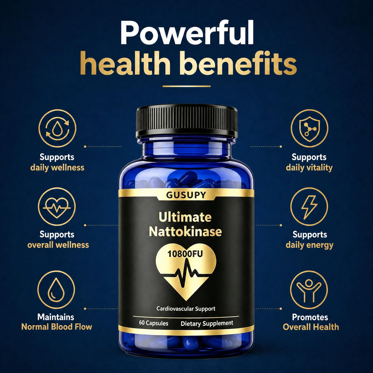 Purine-Free Odorless Nattokinase for Circulation Wellness, 60 Caps