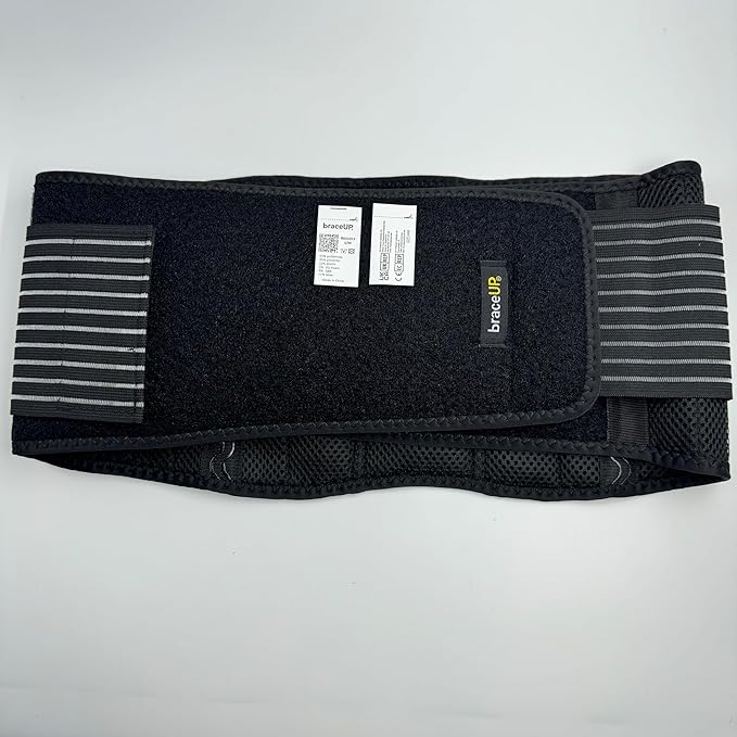 BraceUP Back Support Belt for Men and Women - Breathable Waist Lumbar Lower Back Brace for Sciatica, Herniated Disc, Back Pain Relief, with Dual Adjustable Straps (S/M 28-35 In)