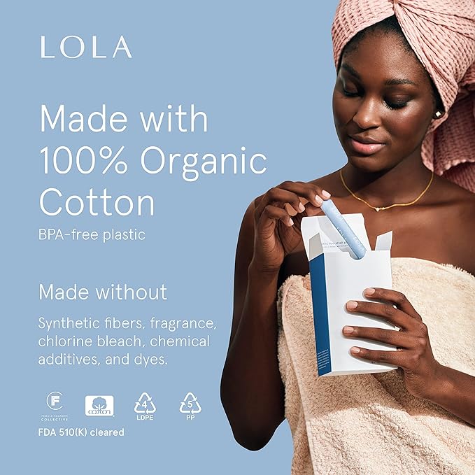 LOLA Light Organic Cotton Tampons, 32 Count - Light Non-Toxic Tampons, Period Feminine Hygiene Products, HSA FSA Approved Products Feminine Care