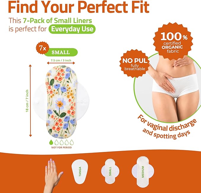 Organic Cotton EcoComfort Reusable Period Pads for Heavy Flow & Incontinence (L+XL, 6-Pack); High-Temp Washable Cloth Pads for Women; Non-Irritating, Soft Reusable Pads Menstrual for Comfortable Care