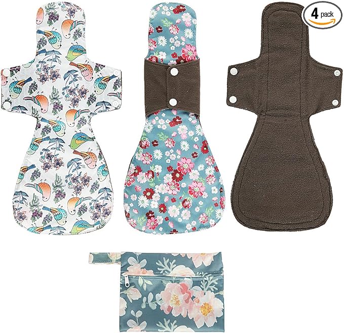 Washable Cloth Menstrual Pads/Mama Cloth/Reusable Sanitary Pads (Rose, 16 inch/Overnight)