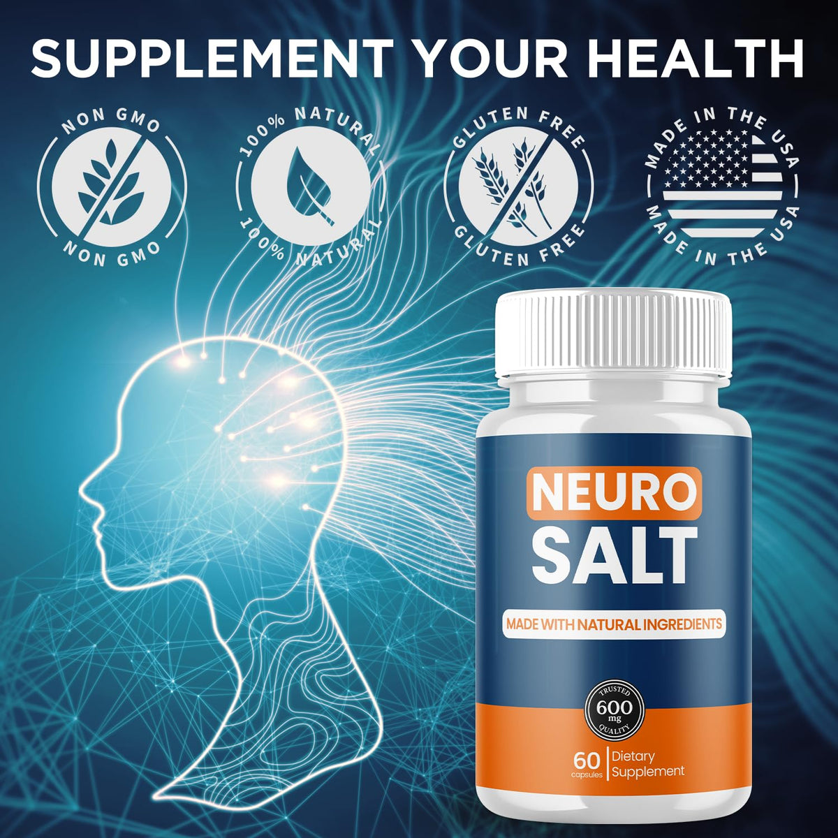 (5 Pack) Neuro Salt Capsules, Neuro Salt Brain Support Pills with Natural Ingredients, Advanced Formula NeuroSalt Maximum Strength Health & Wellness Support Vitamin for Women and Men (300 Capsules)