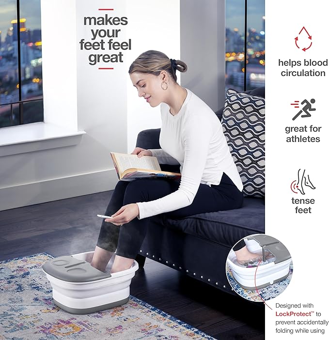 Medical king Foot Spa with Heat and Massage and Jets Includes A Remote Control A Pumice Stone Collapsible Foot Spa Massager with Heat and Massage Bubbles and Vibration