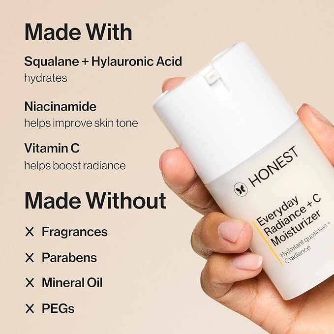 Honest Beauty Get Glowing Bundle | Vitamin C Brightening Serum + Everyday Moisturizer | Improves Skin Tone | Gentle for Sensitive Skin, Fragrance Free, Vegan | 1 fl oz, 1.7 fl oz