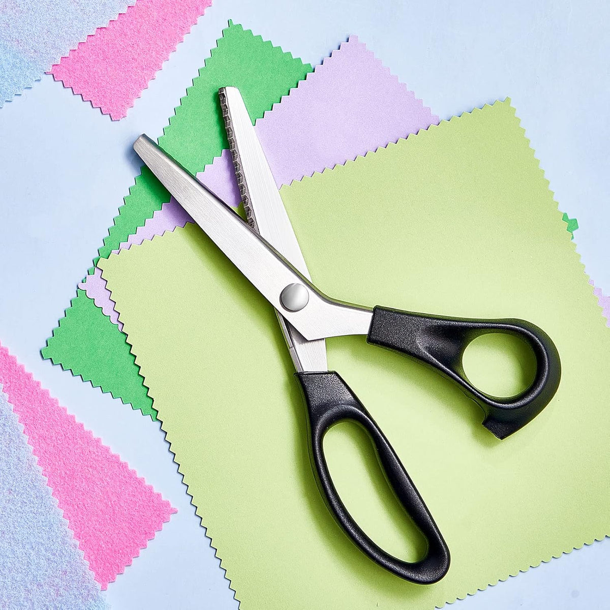 Amylove 2 Pcs Pinking Shears Scissors for Fabric Cutting 7 mm 5 mm Scalloped Serrated Scissors Zig Zag Cut Sewing 9.2" Professional Handheld Jagged Dressmaking Supply for Leather Clothing Paper Craft