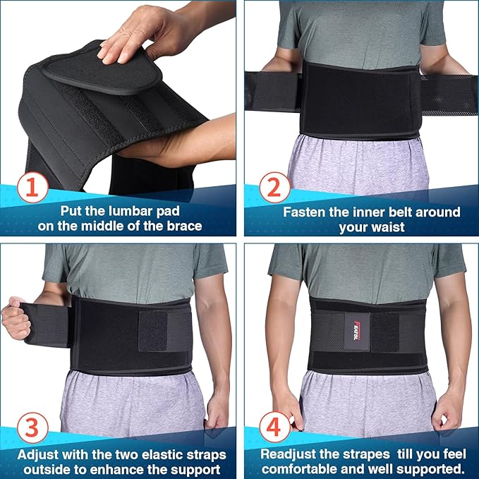 FEATOL Back Brace for Lower Back Pain, Breathable Back Support Belt for Women & Men with Lumbar Pad, Lumbar Support Belt for Heavy Lifting & Work, Sciatica, Scoliosis 3XL (Waist Size:54''-63'')