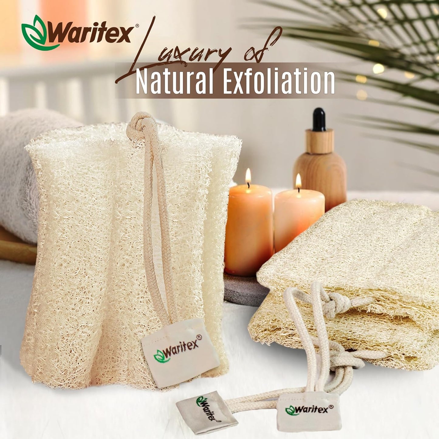 Premium Natural Egyptian Loofah Sponges, Made from 100% Natural Organic Material, Gentle Skin Exfoliation, and Full-Body Spa Experience – Eco-Friendly Loofah 3 Count (1 Pack)