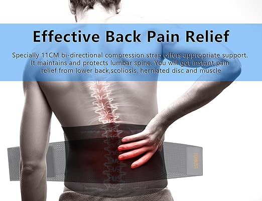Back Brace - Breathable Waist Belt Lumbar Support for Lower Back Pain Relief, Recovery, Sciatica, Scoliosis, Herniated Disc, Lifting, With Dual Adjustable Straps for Men/Women, M