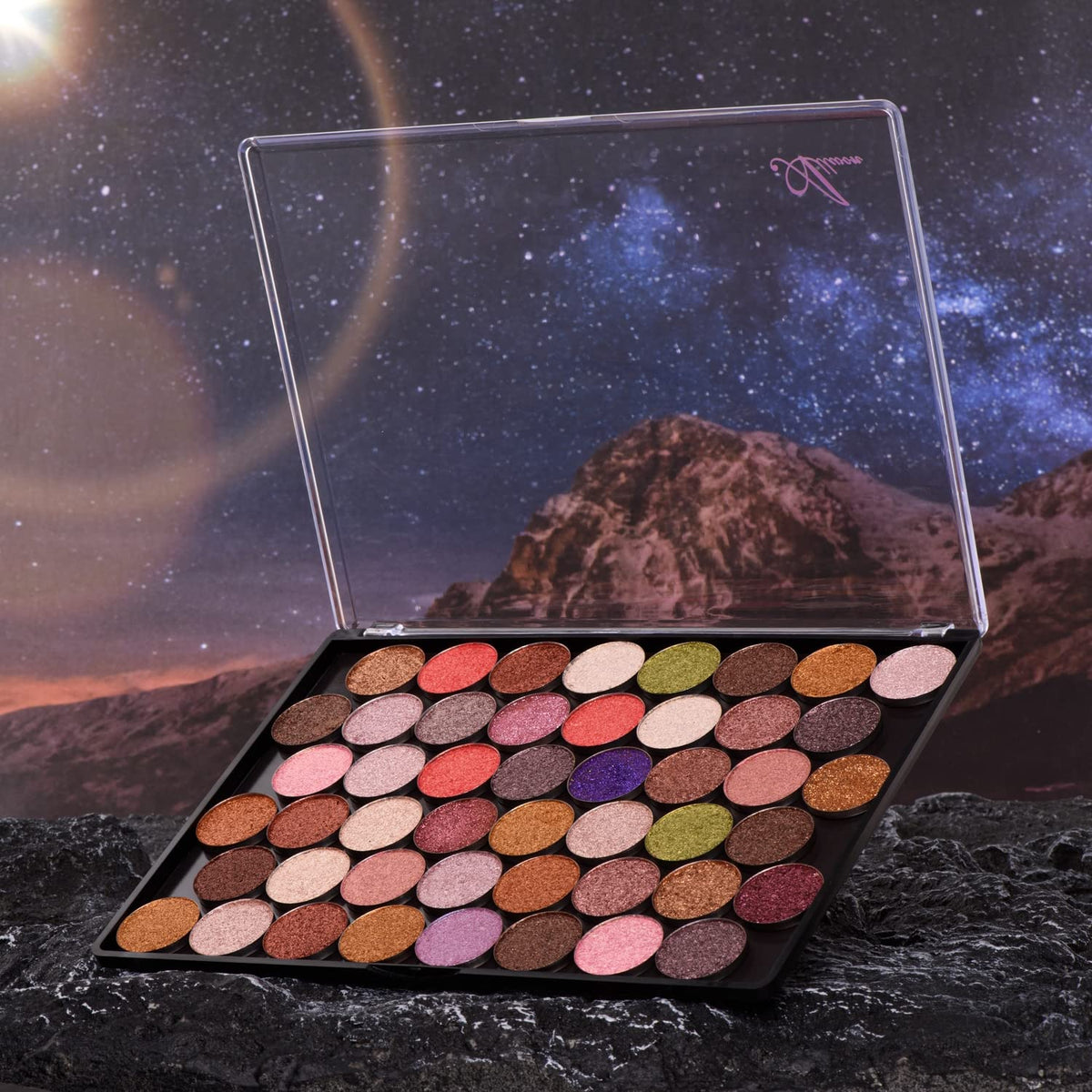 XL Large Empty Magnetic Transparent Plastic Eyeshadow Makeup Palette with 20Pcs Adhesive Empty Palette Metal Stickers for Eyeshadow Lipstick Blush Powder