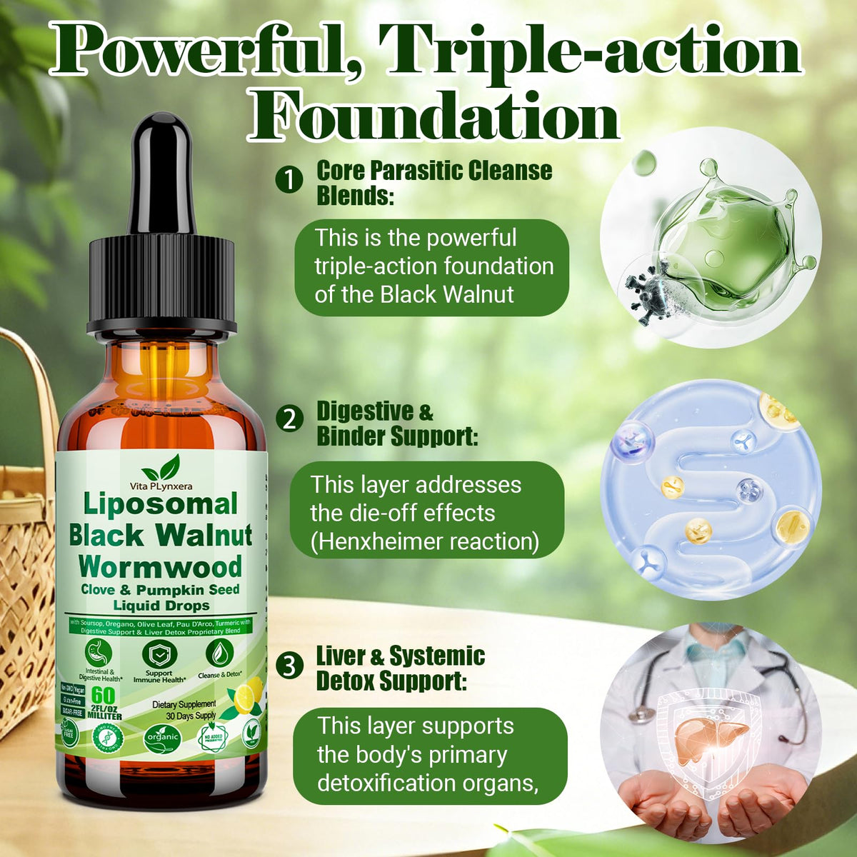 Wormwood Black Walnut Clove Cleanse Drops for Human, 15-in-1 Triple-Action Gut Detox & Digestive Wellness Organic Liquid Tincture w. Soursop PAU DArco Oil of Oregano, Elimination Detox Cleanse