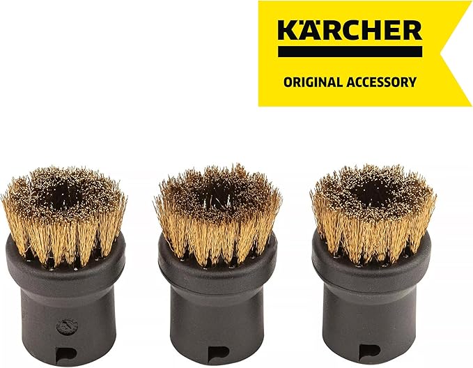 Kärcher Brass Brush Set for Karcher SC3 Steam Cleaner - Dirt, Grimes and Grout Cleaner - 3 Pack