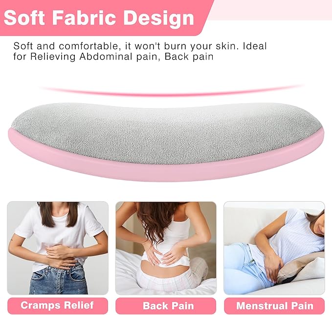 Heating Pads, Glyduny Period Cramp Massager Portable Cordless Heating Pad with 6 Heat Levels and 6 Massage Modes for Back Pain Relief Menstrual Heating Pad (Pink)