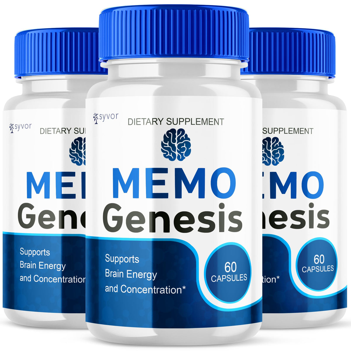 (3 Pack) Memo Genesis Capsules, Official Memogenesis Brain Health Support Pills with All Natural Ingredients, Advanced Brain Energy Supplement with Max Strength Vitamins for Women & Men (180 Capsules)