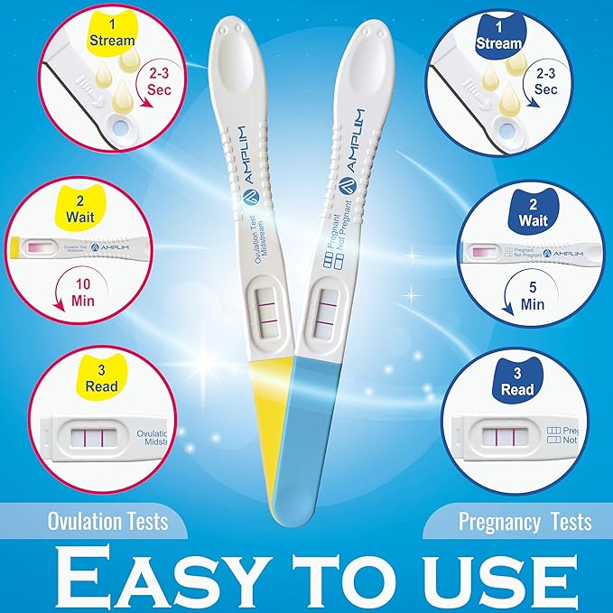 Amplim Pregnancy Test and Ovulation Tests Kit, 13 Pack Bulk Early Detection HCG & LH Sticks, FSA HSA Eligible, 99.99% Accurate at Home Predictor 6 Days Early Result, Extra Sensitive Fertility Tracker