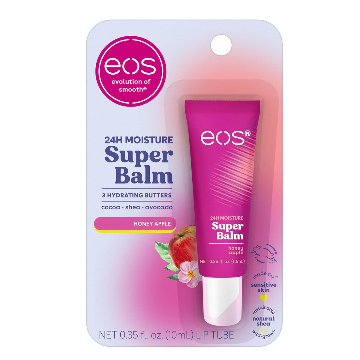 eos 24H Moisture Super Balm - Honey Apple, Day or Night Lip Treatment, Made for Sensitive Skin, Lip Balms & Moisturizers, 0.35 fl oz