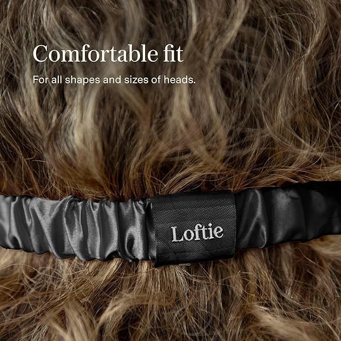 Loftie Silky Sleep Eye Mask - Light Blocking Sleep Mask - Silk Masks for Sleeping - Silky Material, Elastic Band, Low Tension Cups - for All Head Shapes and Sizes - Travel Pouch Included (Black)