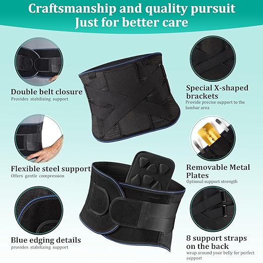 Adjustable Back Brace for Lower Back Pain & Sciatica Relief - Unisex Lumbar Support Belt for Herniated Disc, Posture Correction, Breathable Design for Work, Sports (B73,Medium)