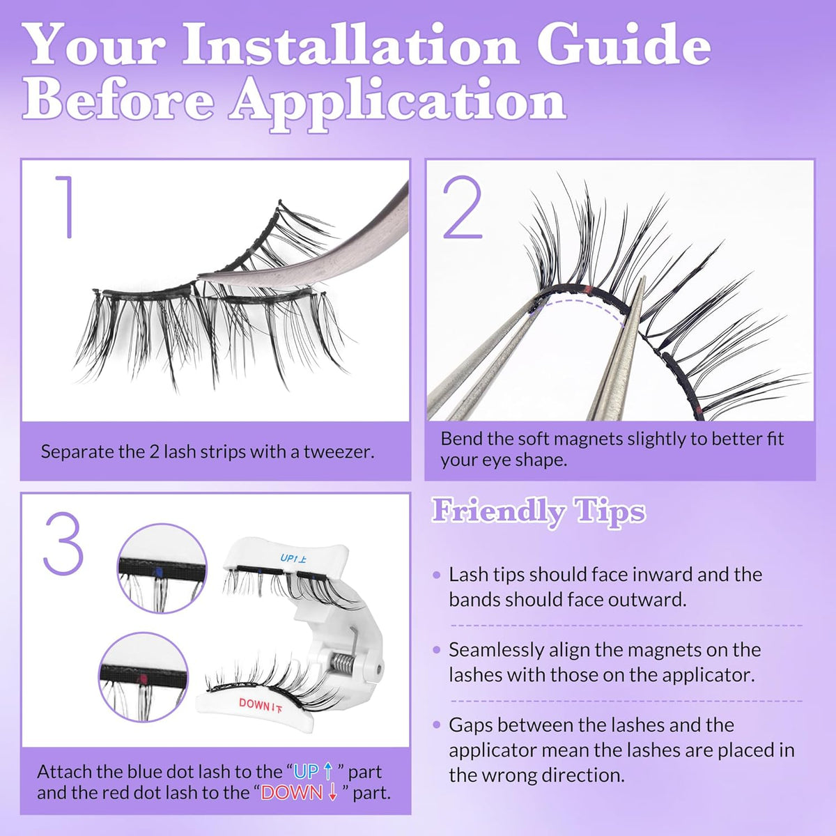 Bepholan Soft Magnetic Lashes with Applicator,No Glue Needed Reusable Soft Magnetic Eyelashes Natural Look Easy to Wear and Remove Waterproof Cruelty-free False Lashes（RC001）
