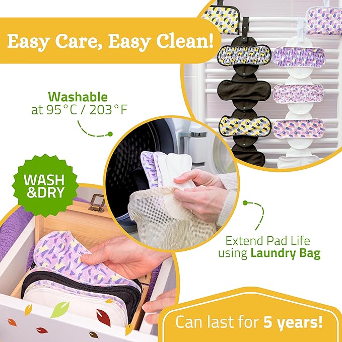 Non-Slip Organic Reusable Panty Liners for Women & Teens (Medium, 7-Pack); High-Temp Washable Cotton Cloth Liners; Stay Fresh & Dry, for Daily Vaginal Discharge Only; 100% Breathable (no PUL/TPU)