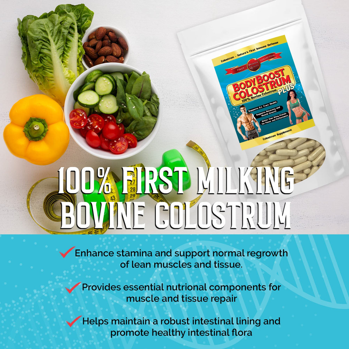 BodyBoost Colostrum Capsules (240) - Immune Booster Supplement with Immunoglobulin & Lactoferrin, Grass-fed Bovine Colostrum Capsule, 100% Bovine Colostrum, Super Food for Gut Health,Diverse Intake