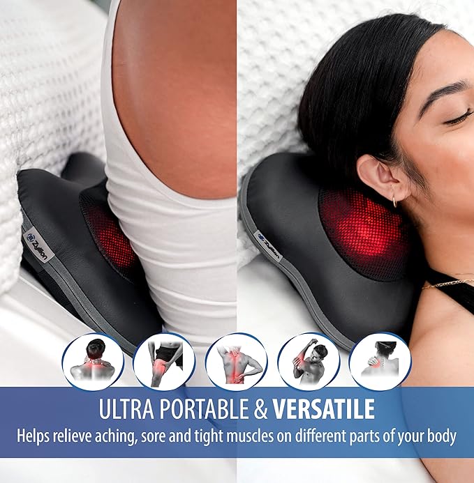 Zyllion Shiatsu Rechargeable Back Massager (Black) and Hair Brush Scalp Massager (Purple) Bundle