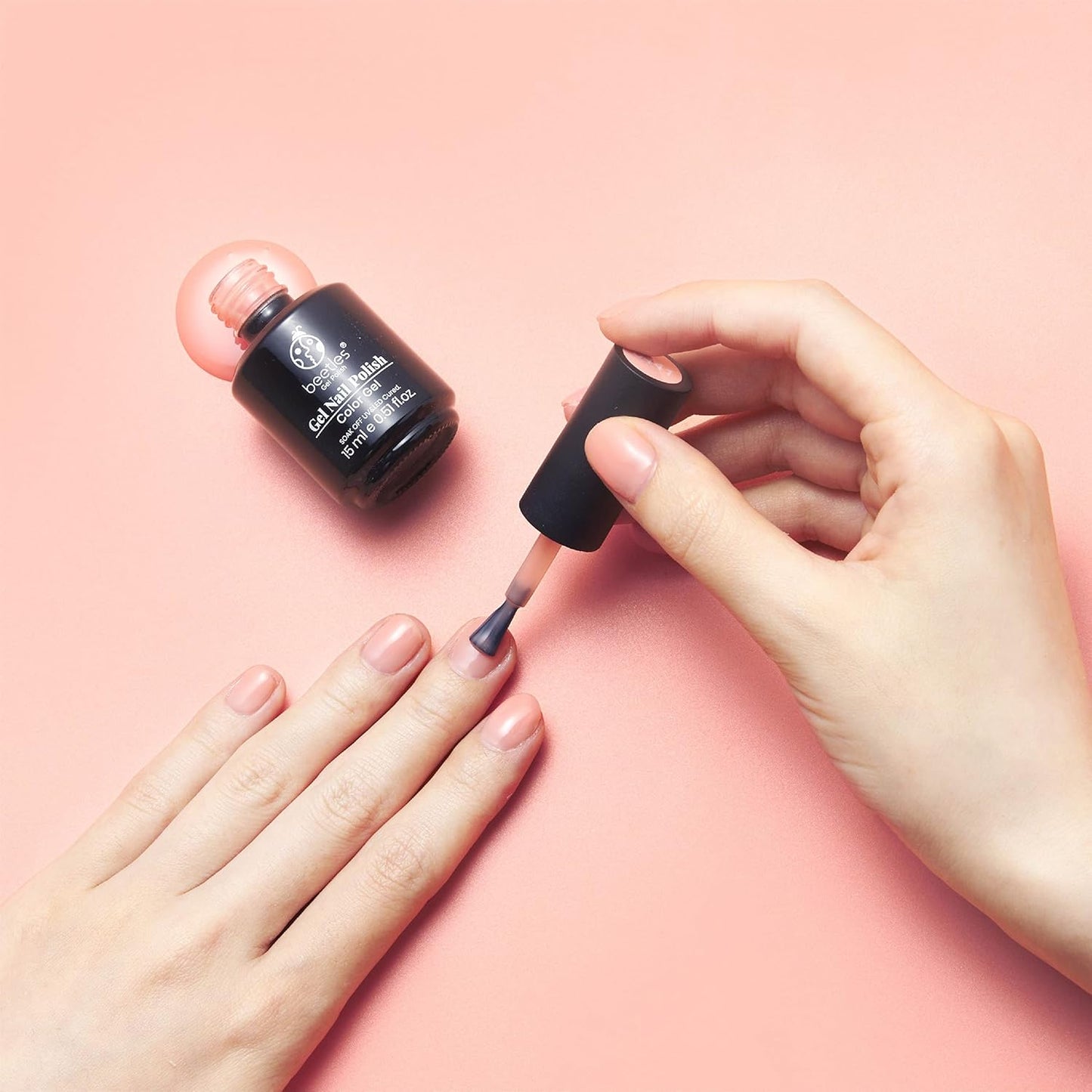 Beetles Jelly Nude Gel Polish 0.5oz Natural Gel Nail Polish Nail Concealer Neutral Color Jelly Peach Translucent Soak Off U V LED Nail Lamp Gel Polish Nail Art Gel 15ml Gift for Girls
