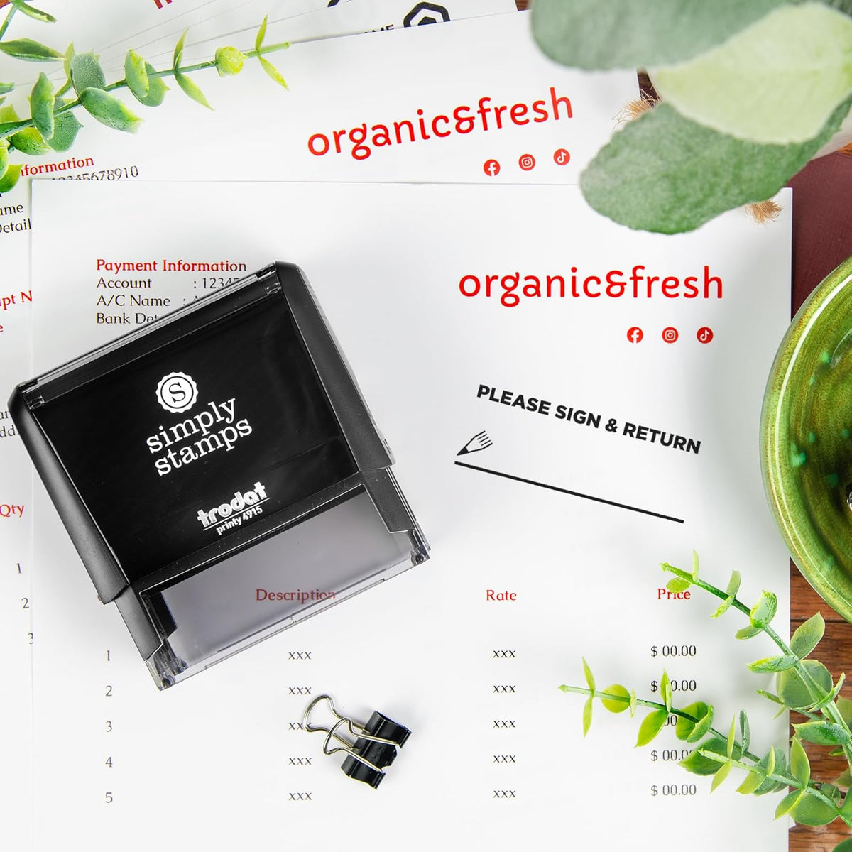 Please Sign & Return Office Stamp | 4 Different Sizes | 20 Designs | Multiple Color Options | Perfect for Quick Validation of Office Documents (Please Sign & Return, Xtra Wide)