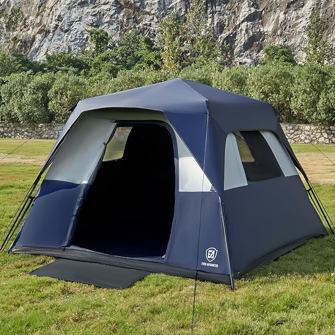 EVER ADVANCED 6 Person Blackout Camping Tent Instant Cabin Tents for Family with Rainfly, 60s Easy Setup, Water-Resistant