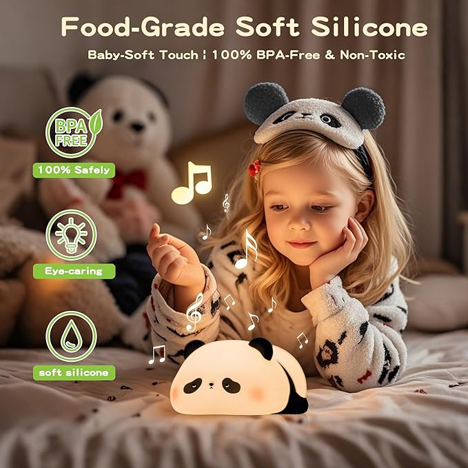 Panda Night Light with White Noise, Sound Machine for Baby Sleeping Aid ,Toddler Sleep Trainer 4 Soothing Sleep Sounds,Timer/Dimmable Nursery Silicone Night Light, Cute Panda Gifts for Kids Boys/Girls