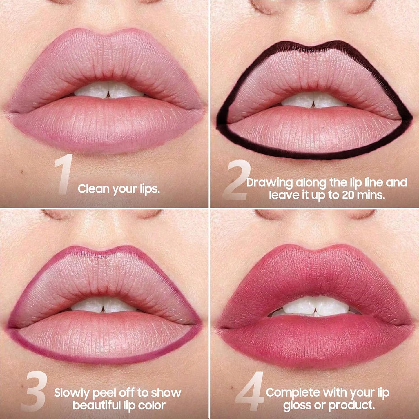 Lip Stain Peel Off - Waterproof Comfortable Vivid Color Peel Lip Liner Non-Stick Cup, Lip Tattoo Peel Off for Beauty & Charming Lip Makeup with All-Day | Vegan and Cruelty Free (#05 Mauve)